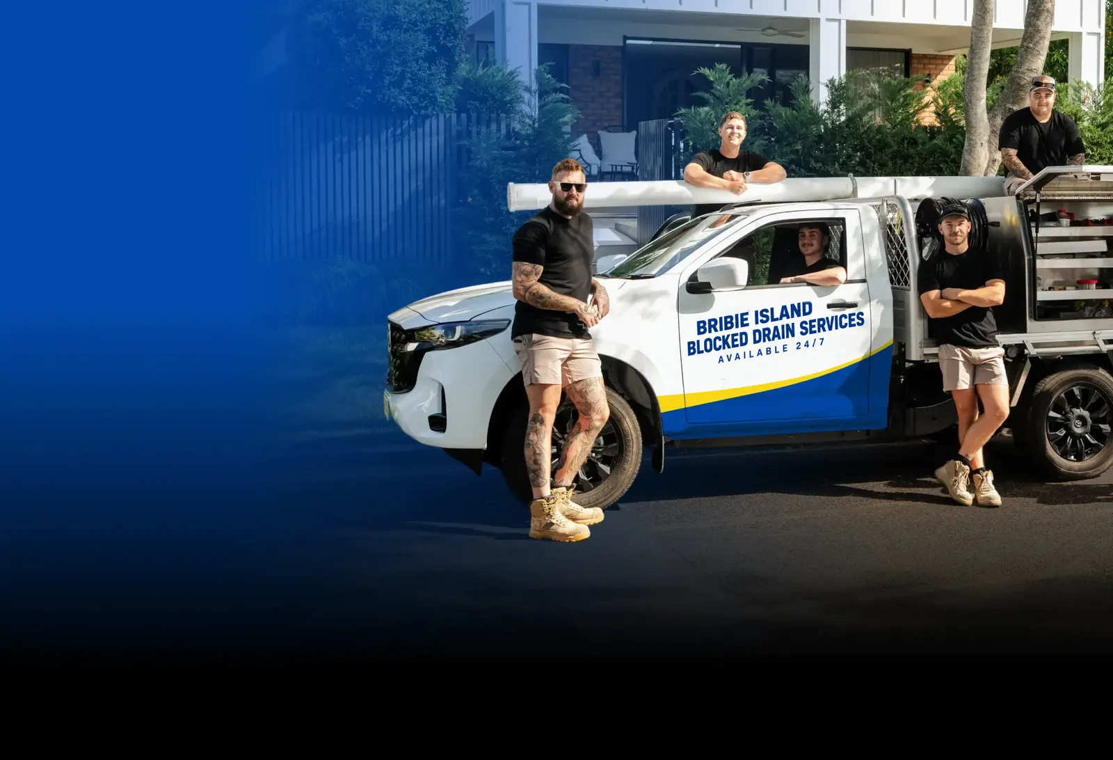 Bribie Island Blocked Drain Services team with the ute